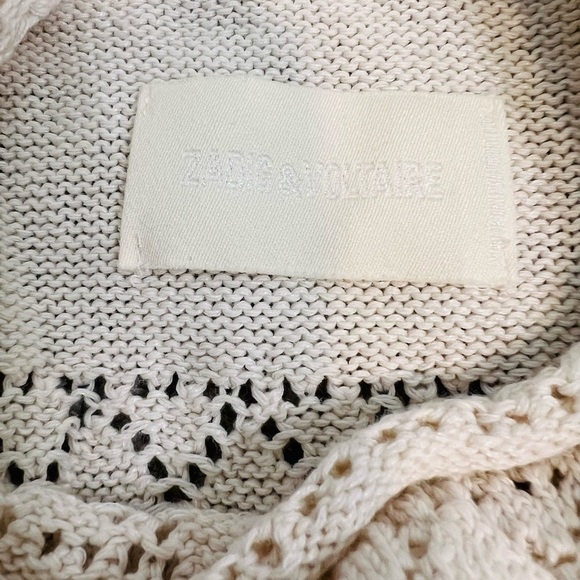 Zadig & Voltaire Cream Cecily Monogrammed ZV Belted Knit Dress. Size Small. - Picture 13 of 17